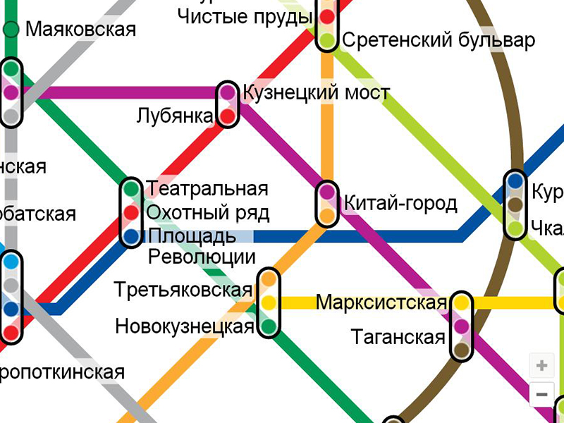 Лубянка на схеме метро